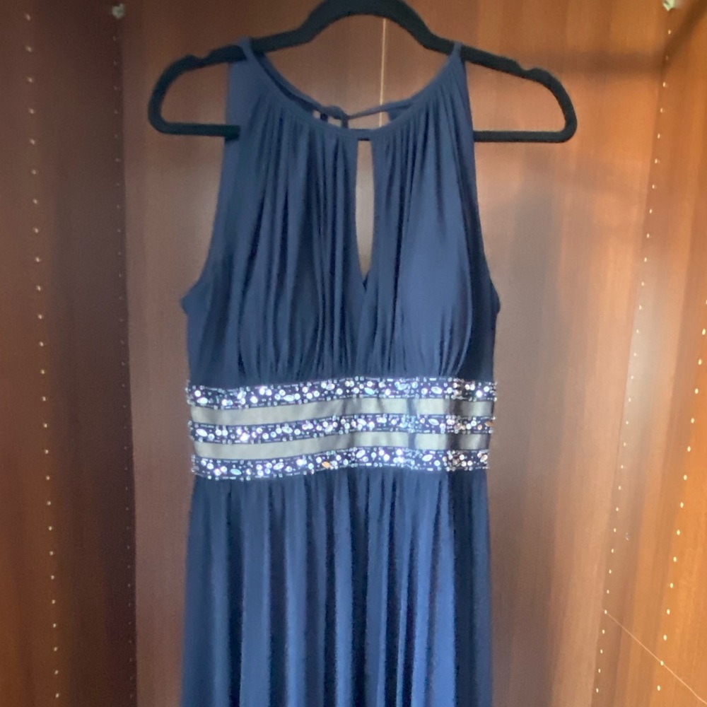 R&M richards navy blue dress with crystal dress